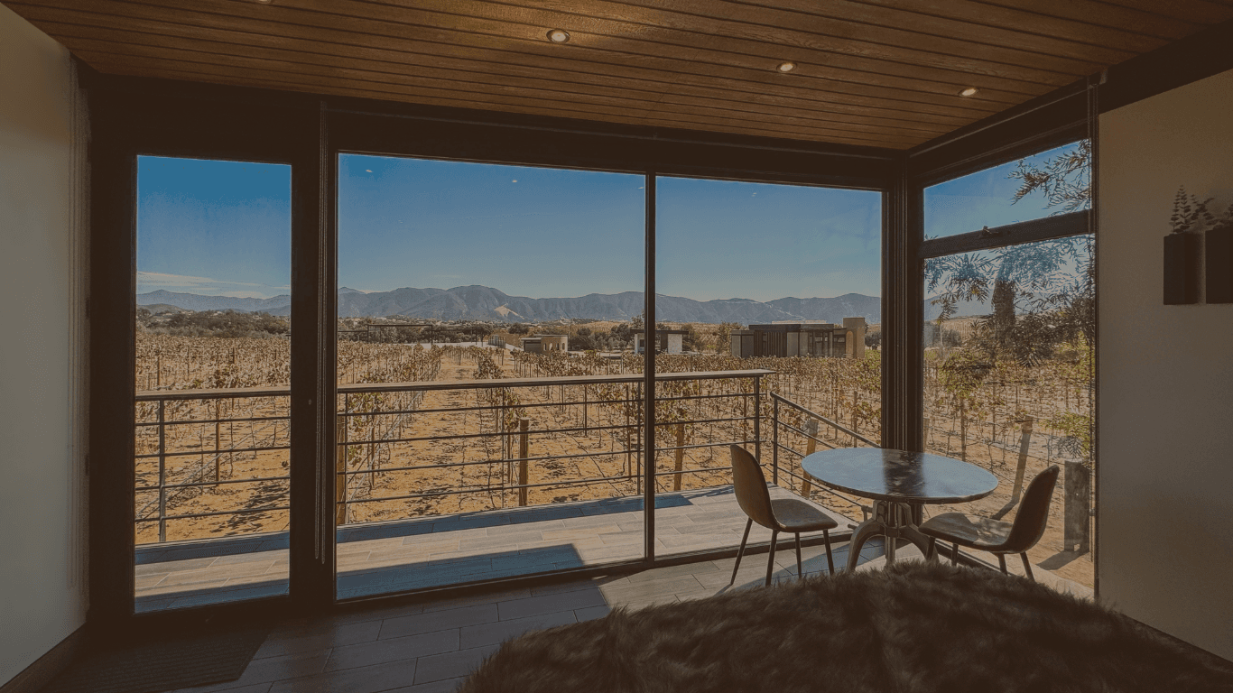 Desert landscape with cabins